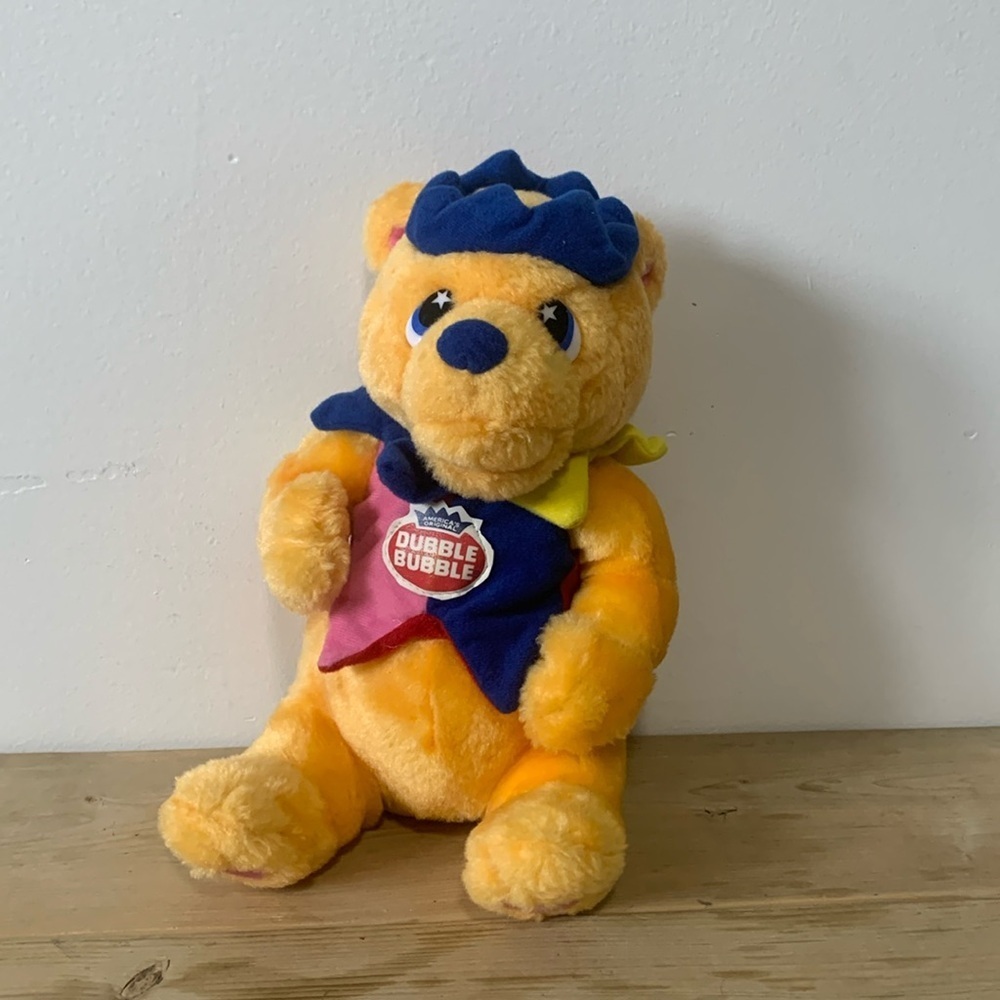 1999 Vintage Dubble Bubble Gum Mascot Teddy Bear Plush Stuffed Animal Jester